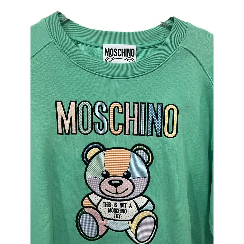 Moschino Couture Sweatshirt Pullover US 8 100% Organic Cotton Green Teddy Bear - Picture 7 of 8